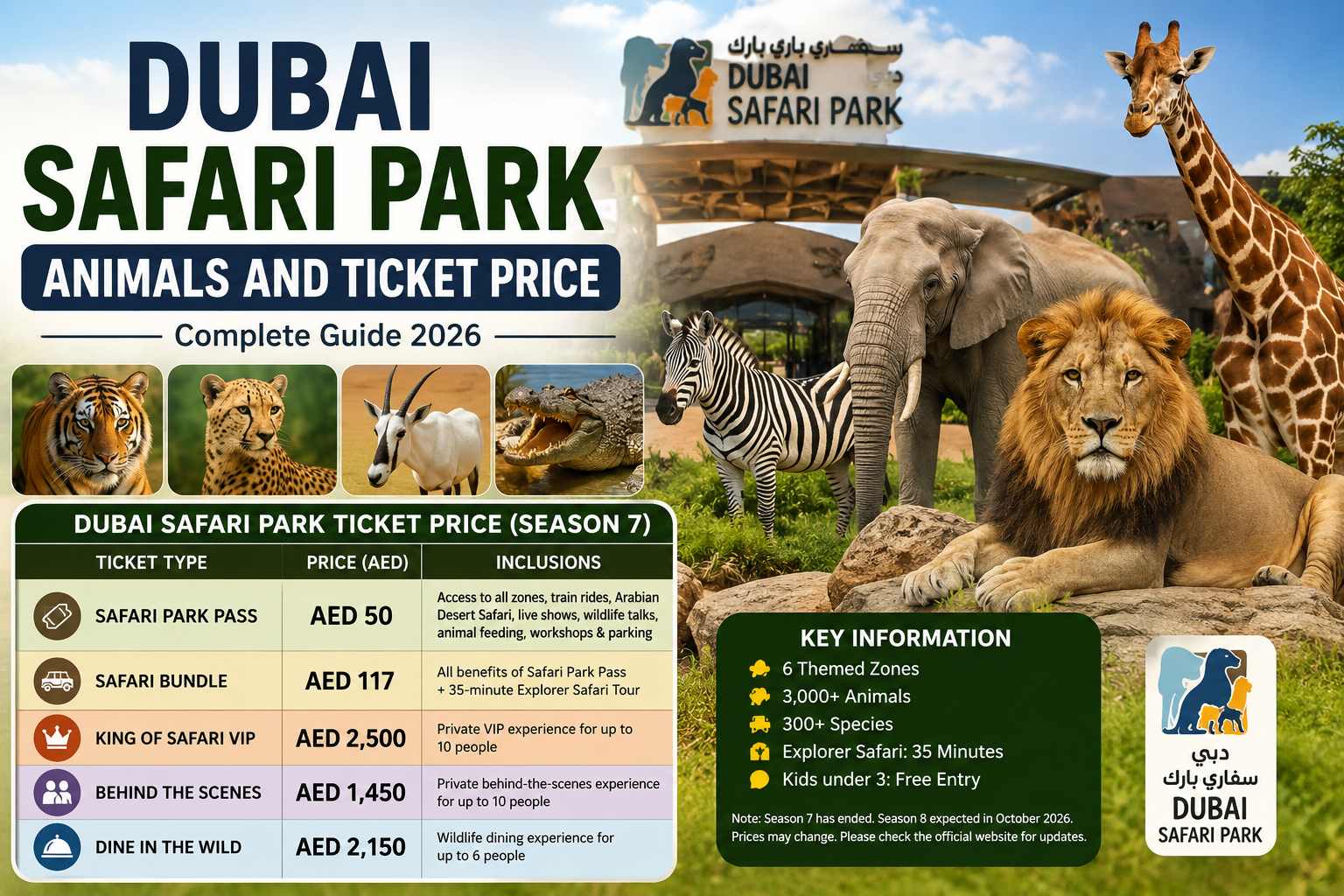 Dubai Safari Park animals and ticket price